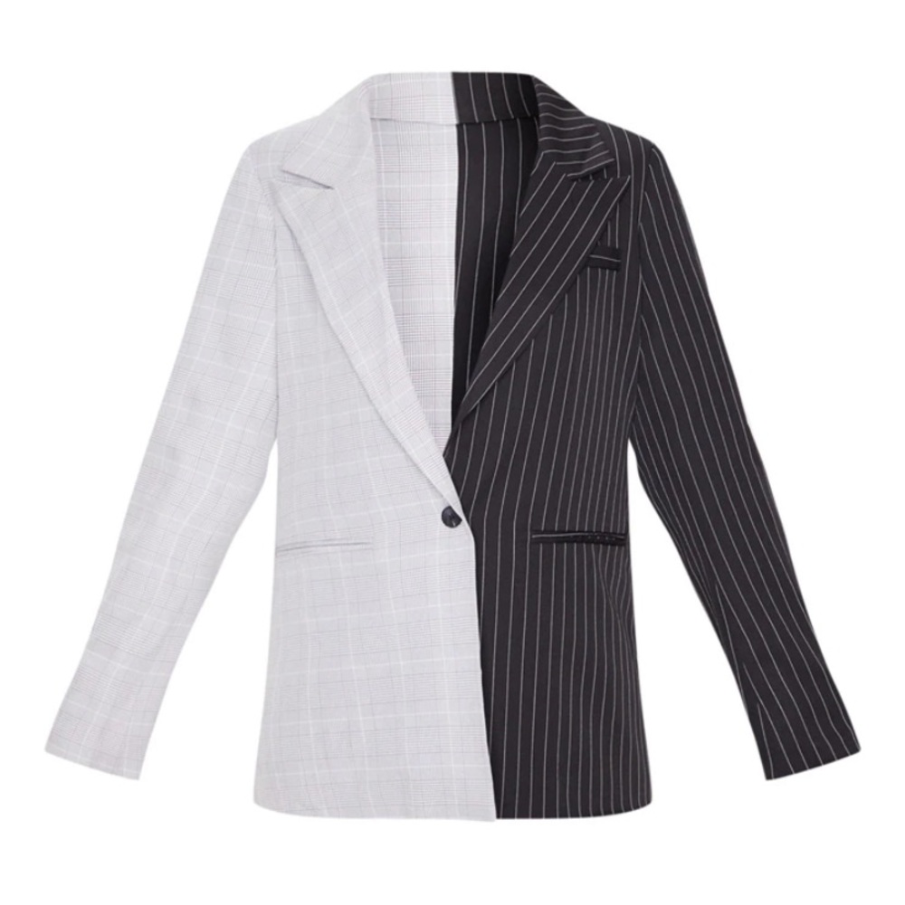 Pretty Little Thing Pinstripe black and gray jacket